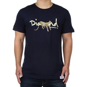 DIAMOND SUPPLY CO LEOPARD OG SCRIPT TEE - NAVY
